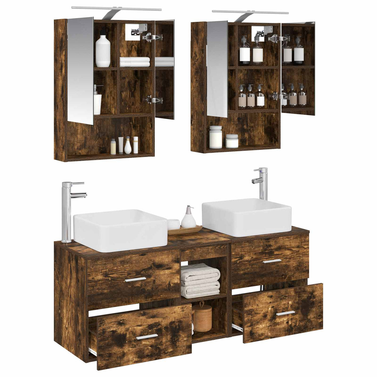 vidaXL Bathroom Furniture Set 5 pcs Smoked Oak 3