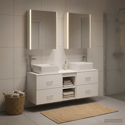 vidaXL Bathroom Furniture Set 5 pcs White Engineered Wood and Glass 1