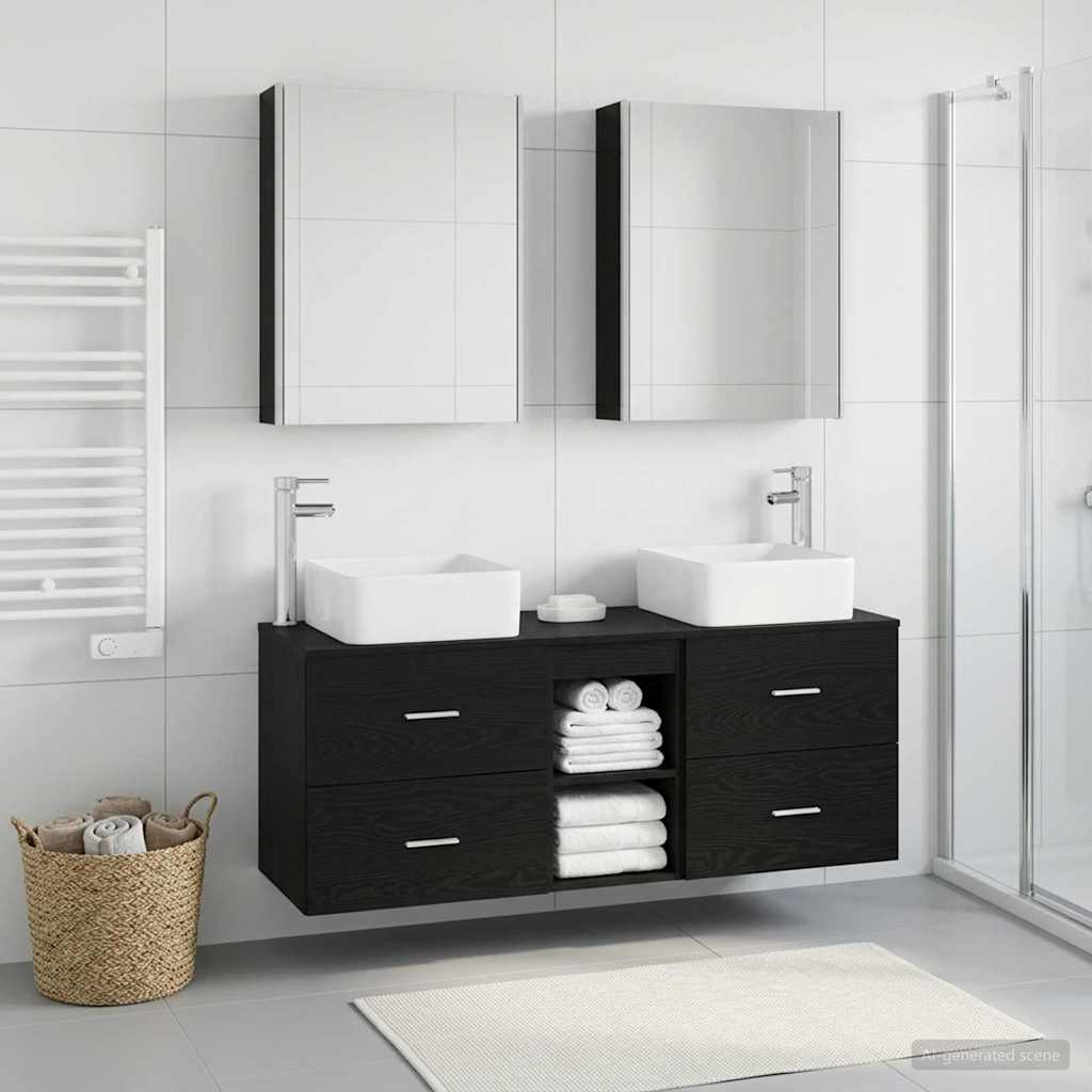 vidaXL Bathroom Furniture Set 5 pcs Black Oak 4