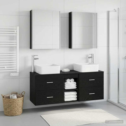 vidaXL Bathroom Furniture Set 5 pcs Black Oak 4