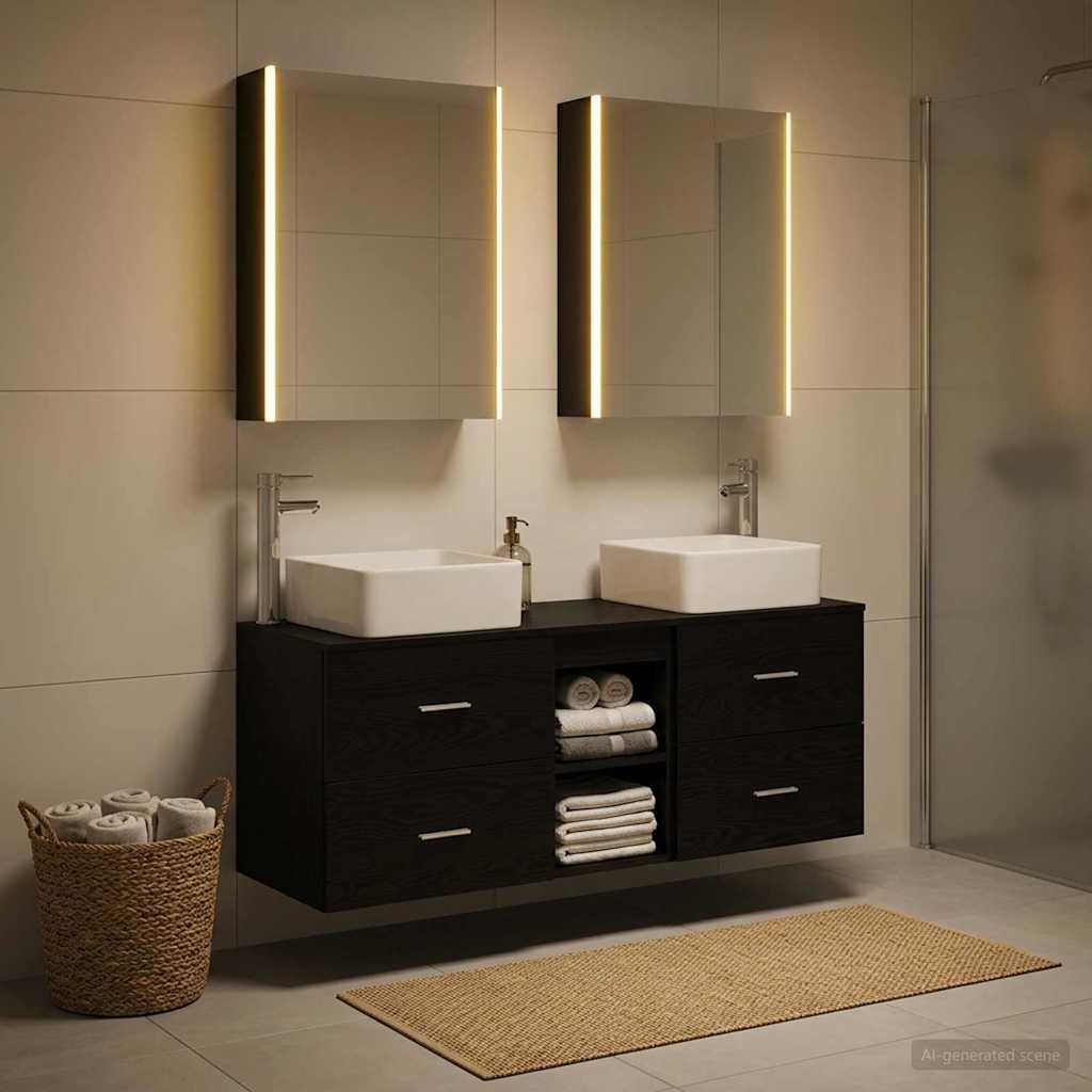 vidaXL Bathroom Furniture Set 5 pcs Black Oak 1