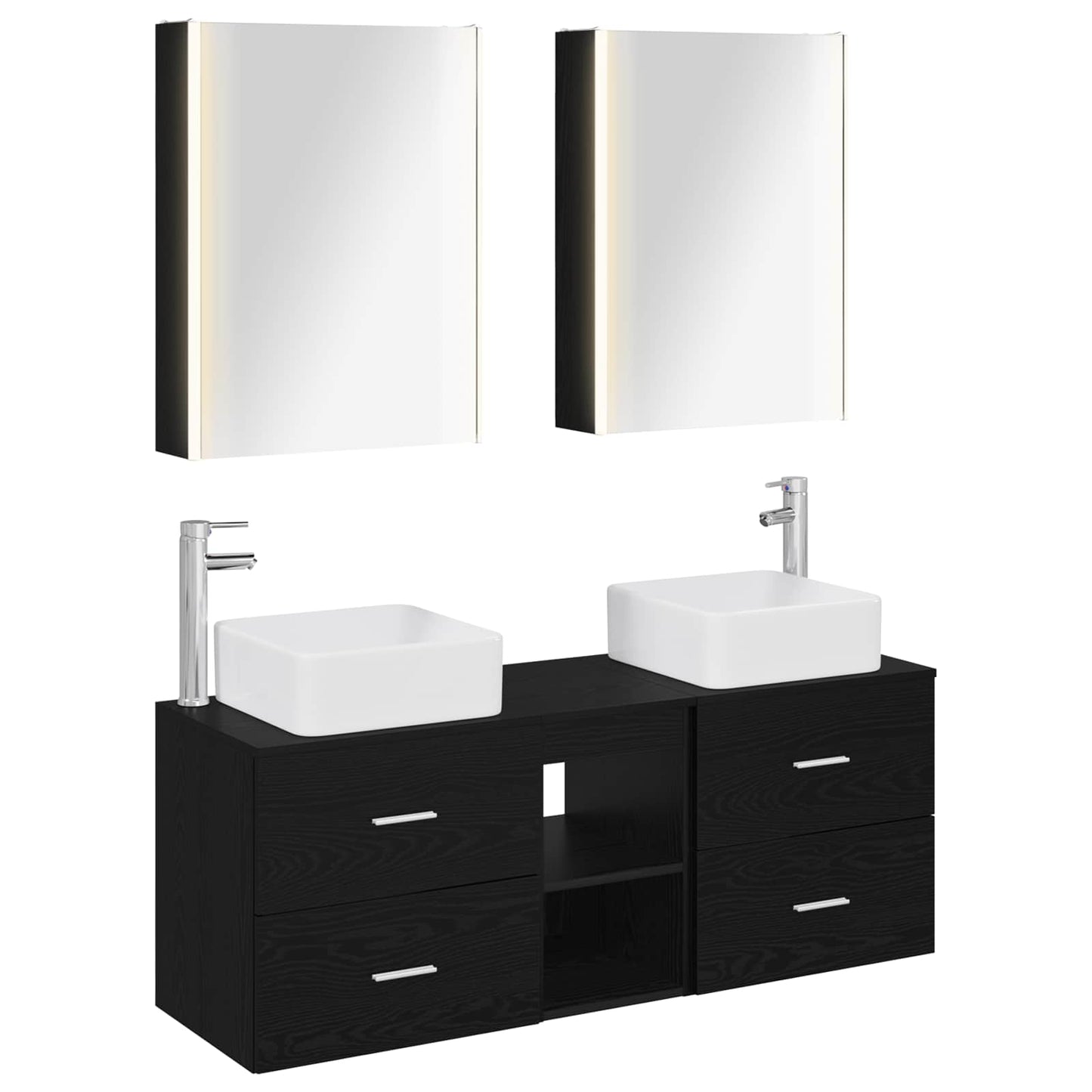 vidaXL Bathroom Furniture Set 5 pcs Black Oak 2