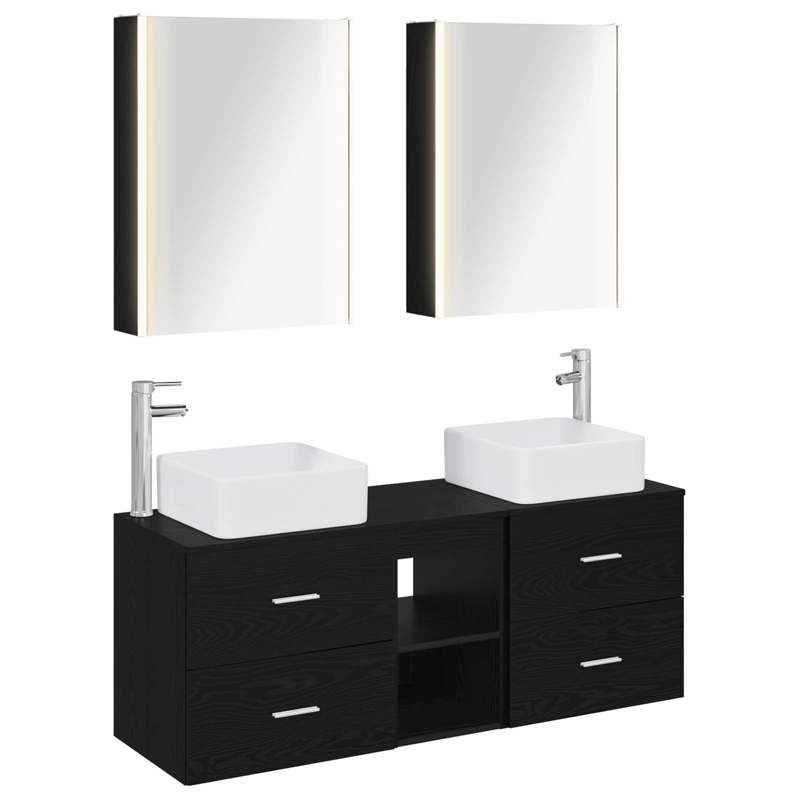 vidaXL Bathroom Furniture Set 5 pcs Black Oak 2