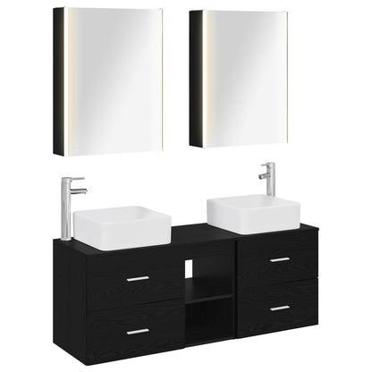 vidaXL Bathroom Furniture Set 5 pcs Black Oak 2