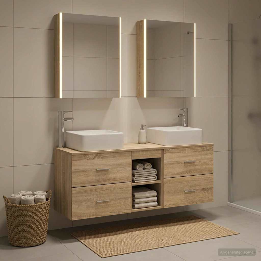 vidaXL Bathroom Furniture Set 5 pcs Sonoma Oak 1