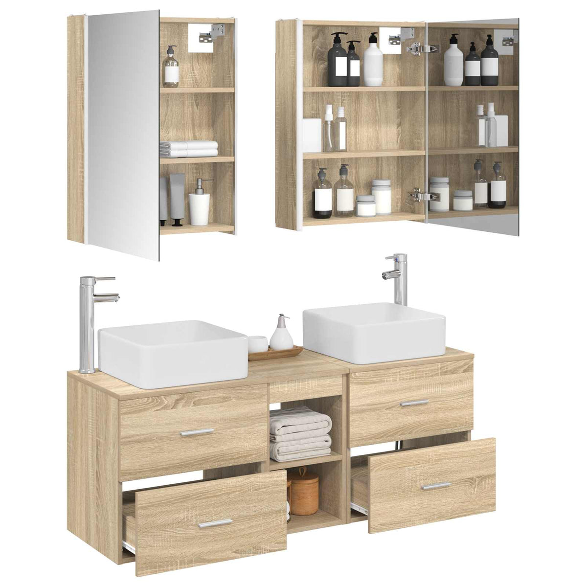 vidaXL Bathroom Furniture Set 5 pcs Sonoma Oak 3