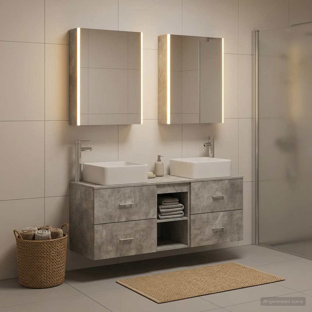 vidaXL Bathroom Furniture Set 5 pcs Concrete Grey 1