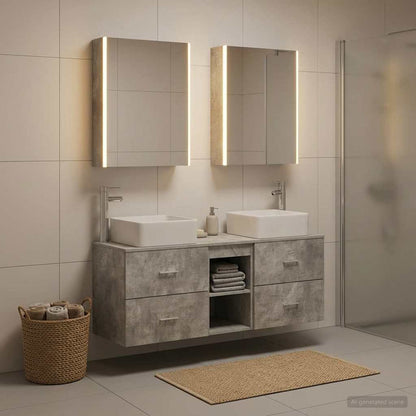 vidaXL Bathroom Furniture Set 5 pcs Concrete Grey 1