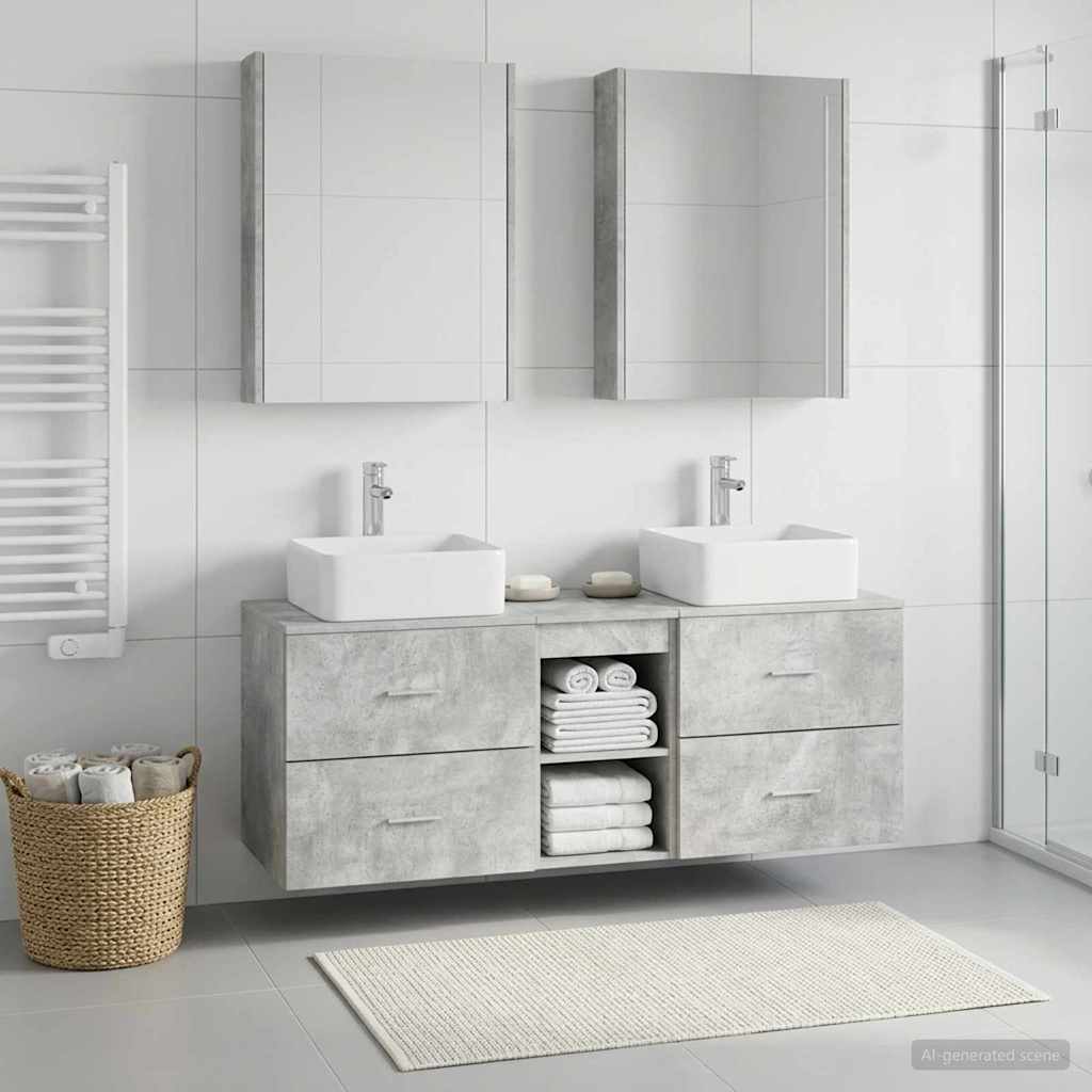 vidaXL Bathroom Furniture Set 5 pcs Concrete Grey 4