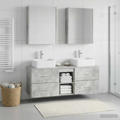 vidaXL Bathroom Furniture Set 5 pcs Concrete Grey 4