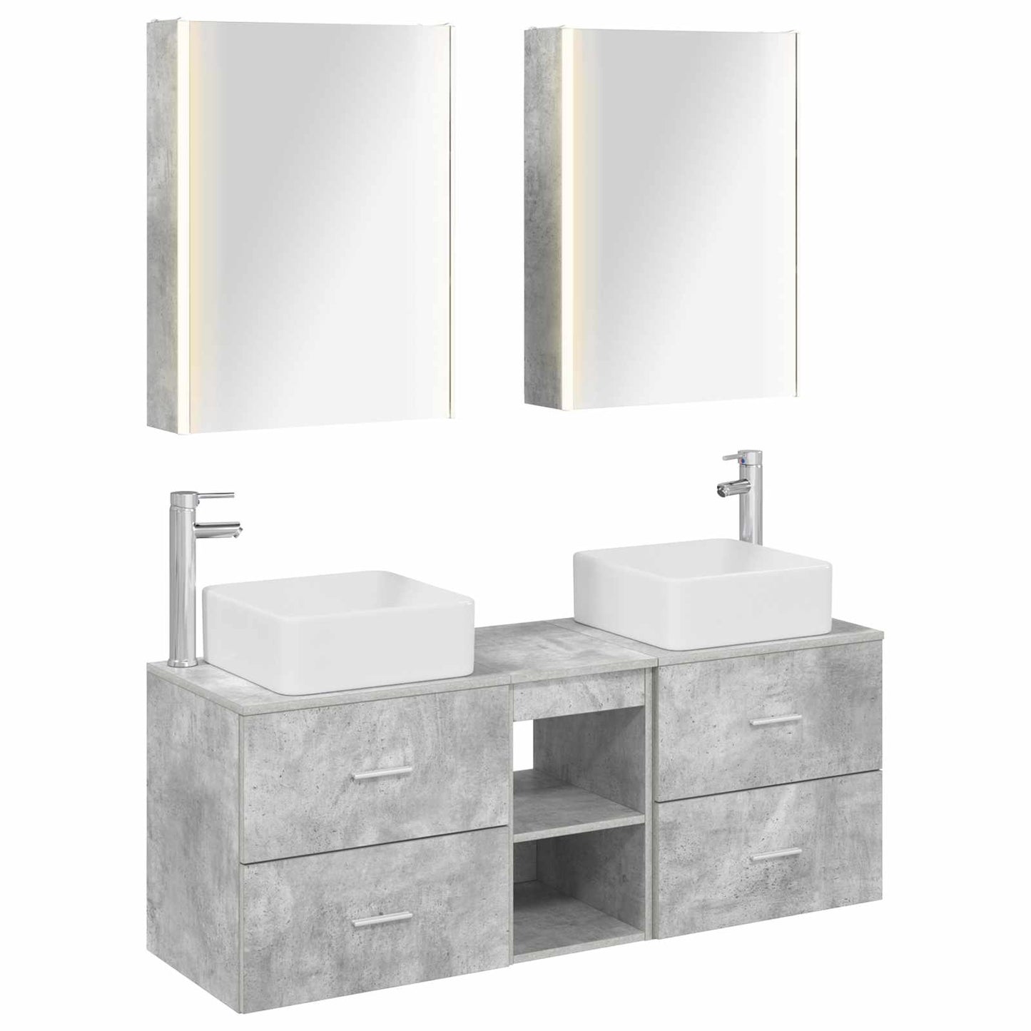vidaXL Bathroom Furniture Set 5 pcs Concrete Grey 2
