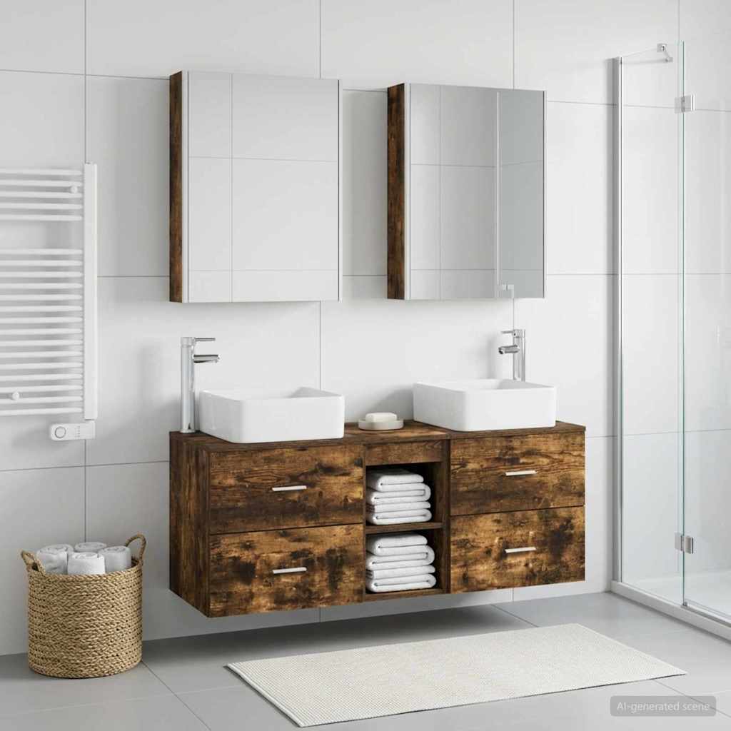 vidaXL Bathroom Furniture Set 5 pcs Smoked Oak 4