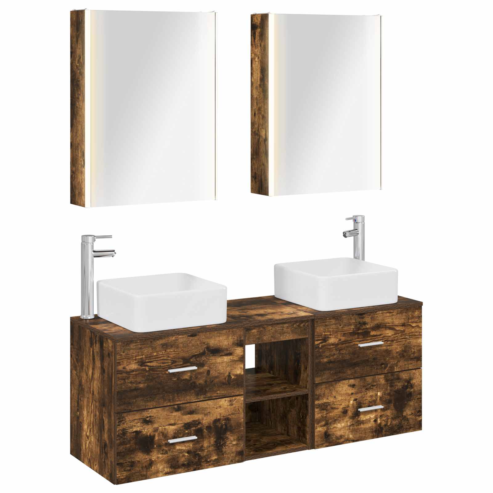 vidaXL Bathroom Furniture Set 5 pcs Smoked Oak 2
