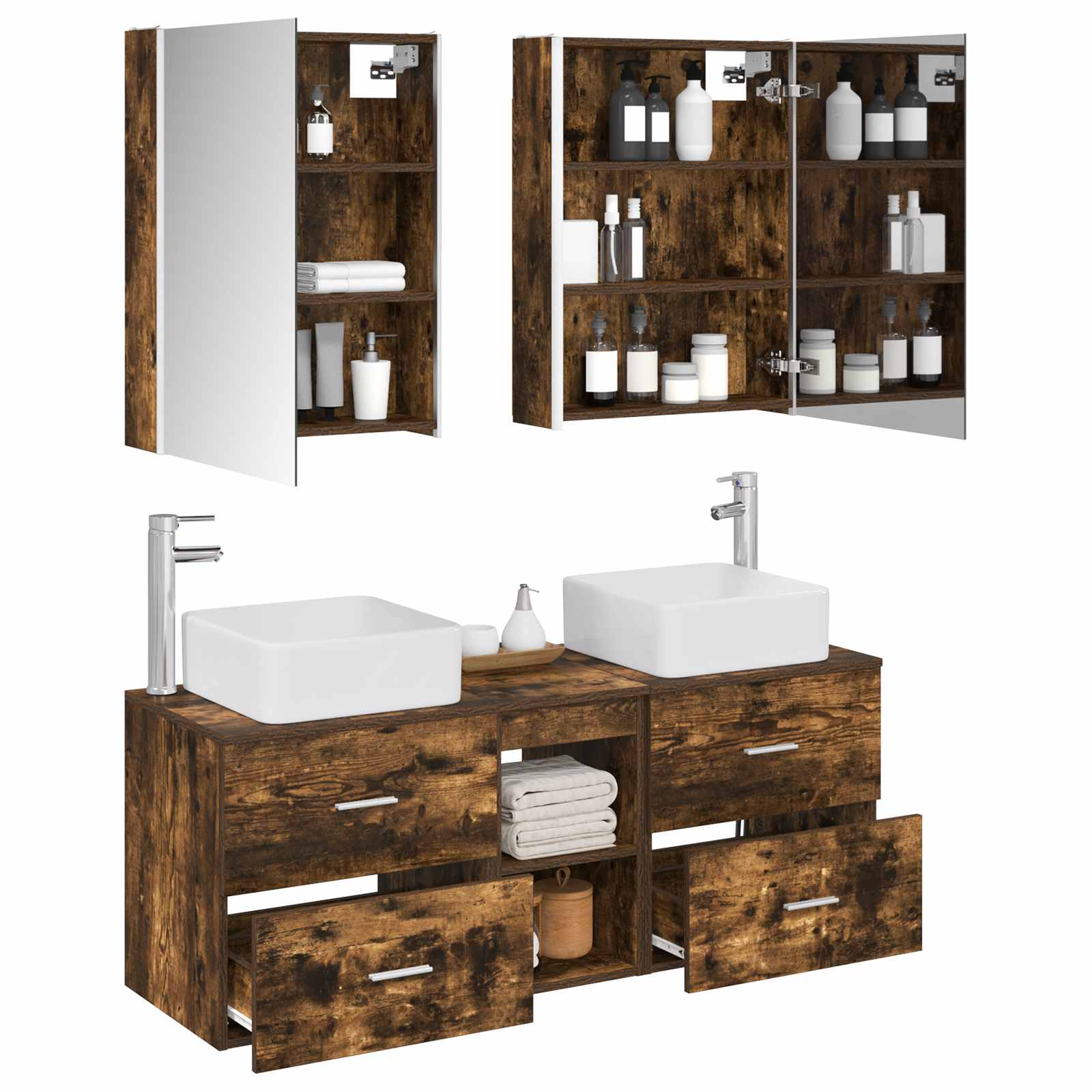 vidaXL Bathroom Furniture Set 5 pcs Smoked Oak 3