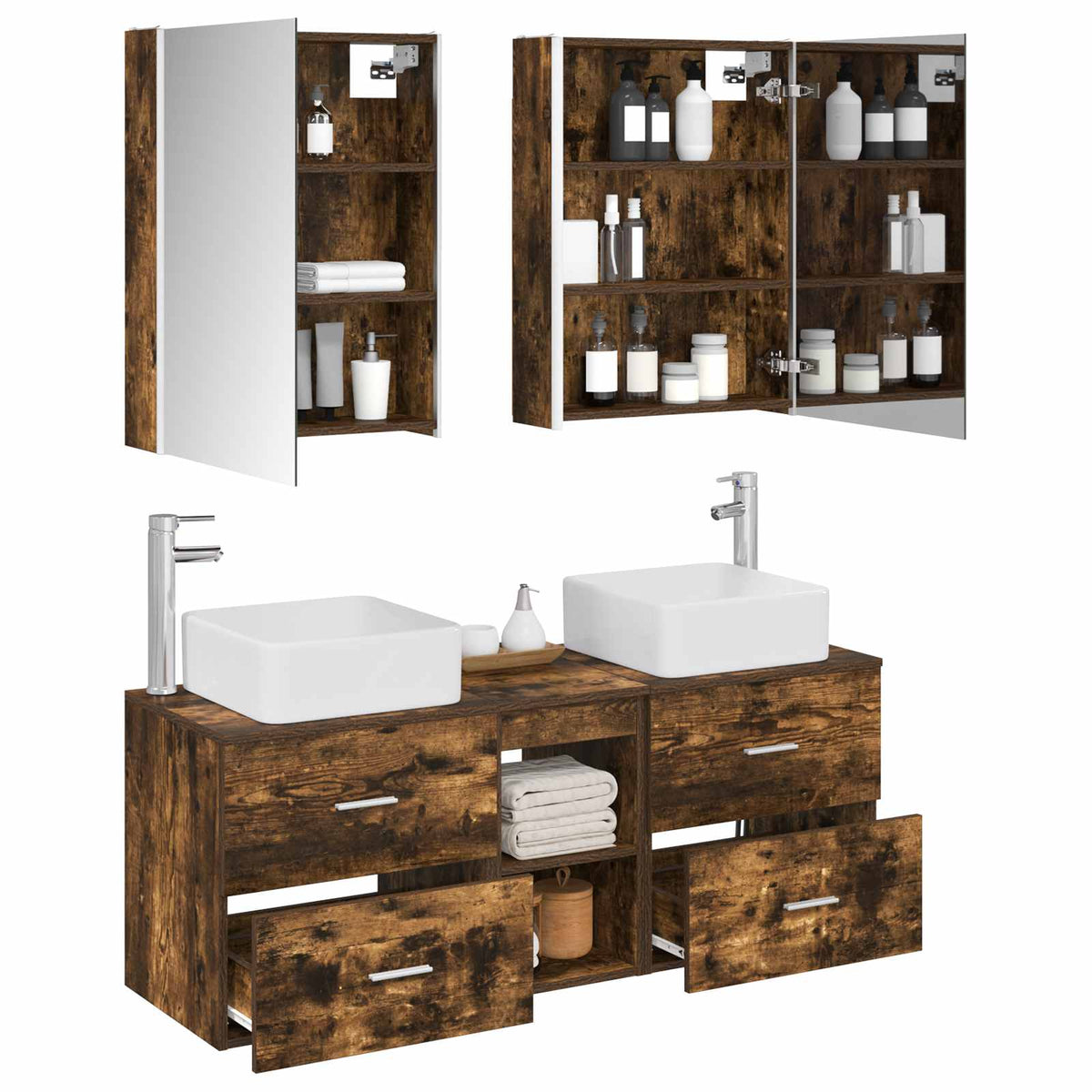 Bathroom Furniture Set 5 pcs 53 x 15.5 x 70 cm Smoked oak
