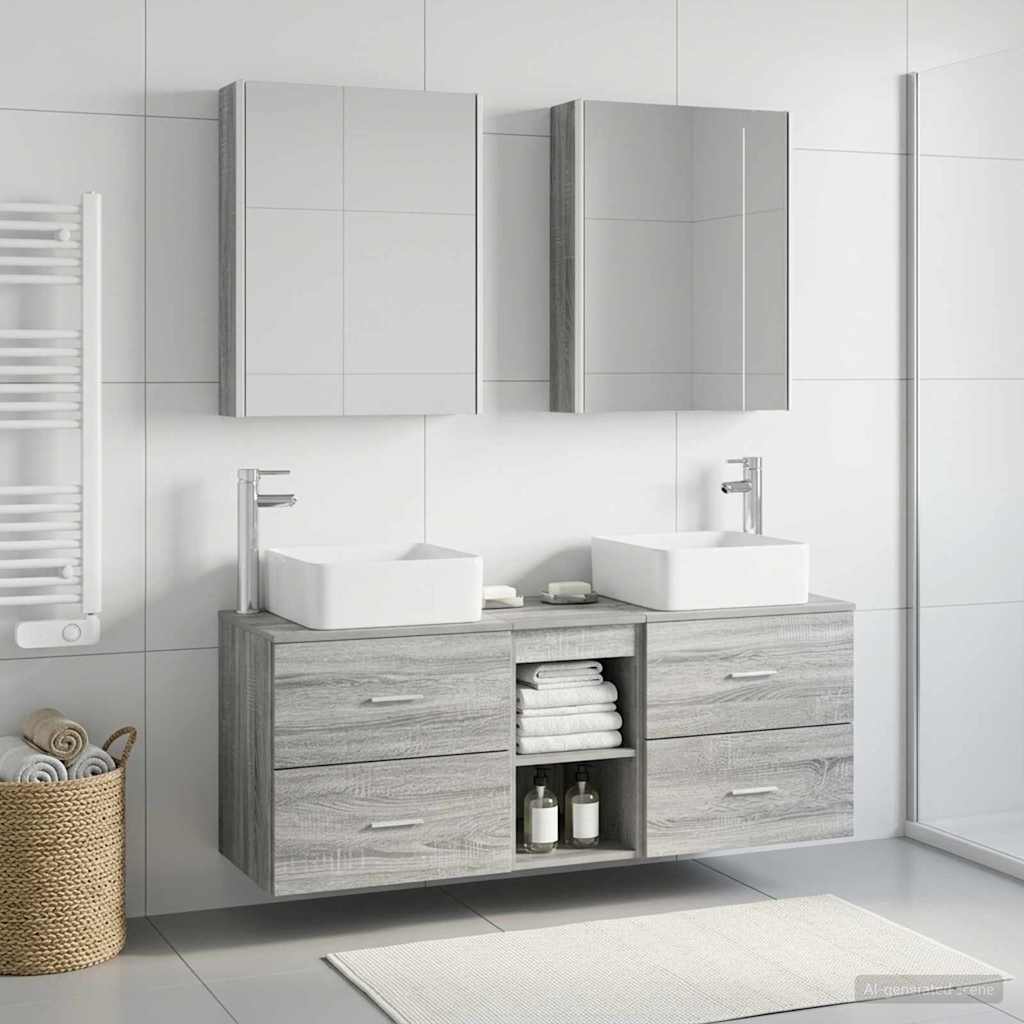 vidaXL Bathroom Furniture Set 5 pcs Grey Sonoma 4