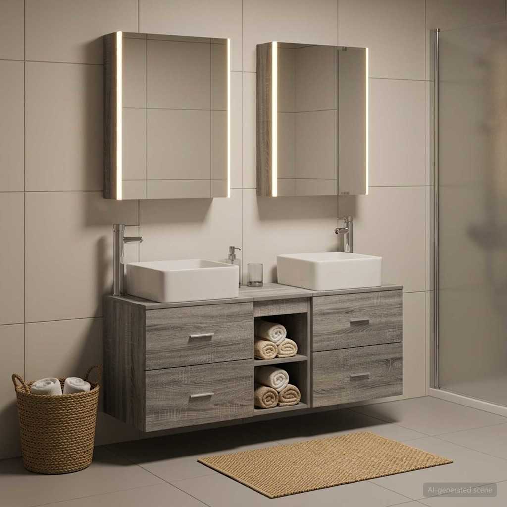 Bathroom Furniture Set 5 pcs 53 x 15.5 x 70 cm Grey sonoma