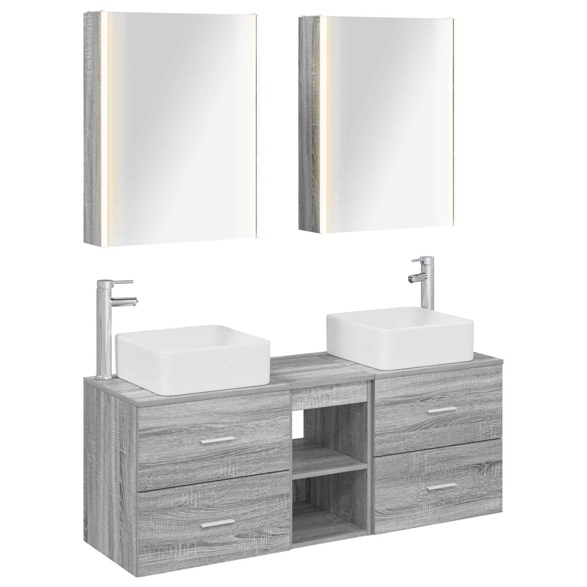 vidaXL Bathroom Furniture Set 5 pcs Grey Sonoma 2