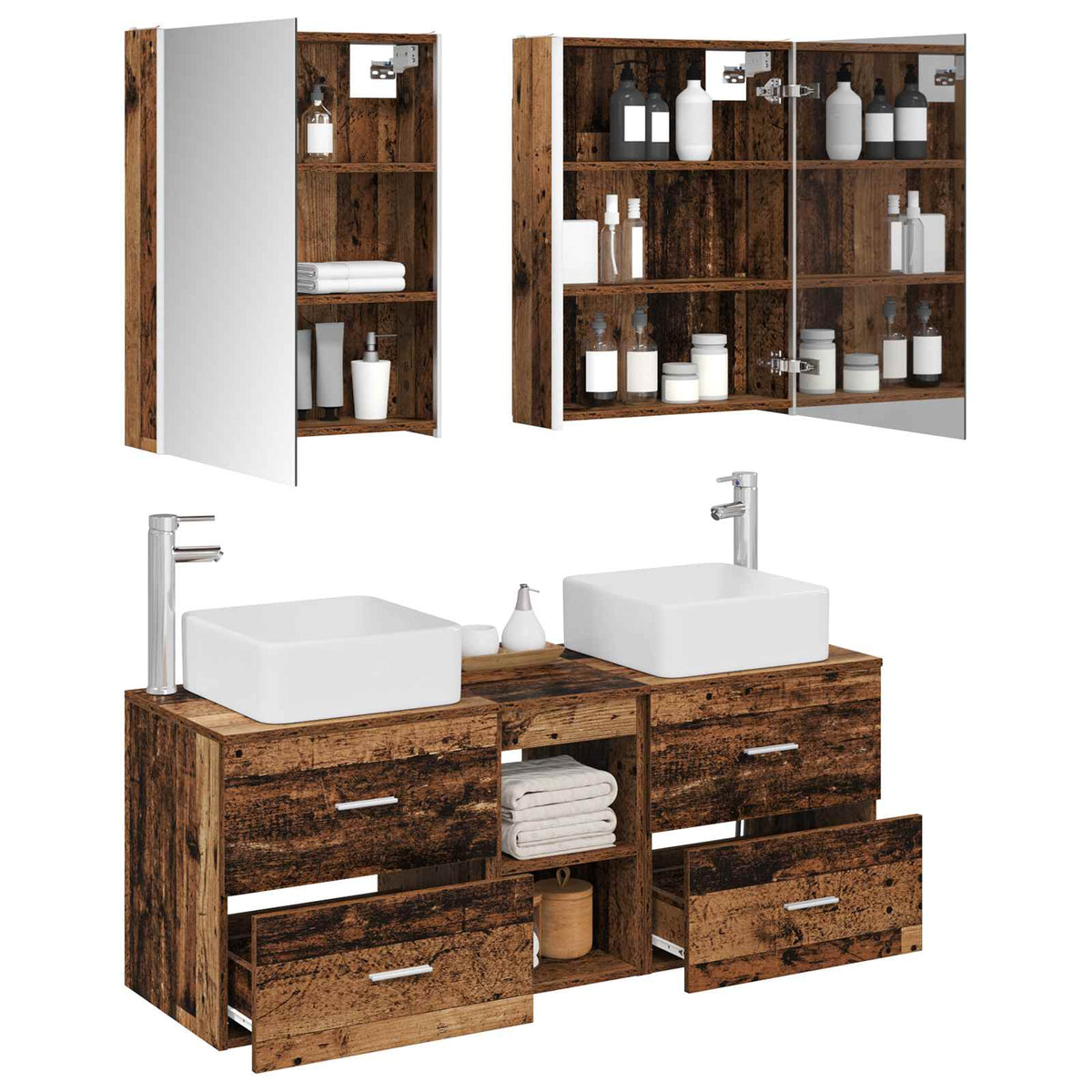 Bathroom Furniture Set 5 pcs 53 x 15.5 x 70 cm Old wood
