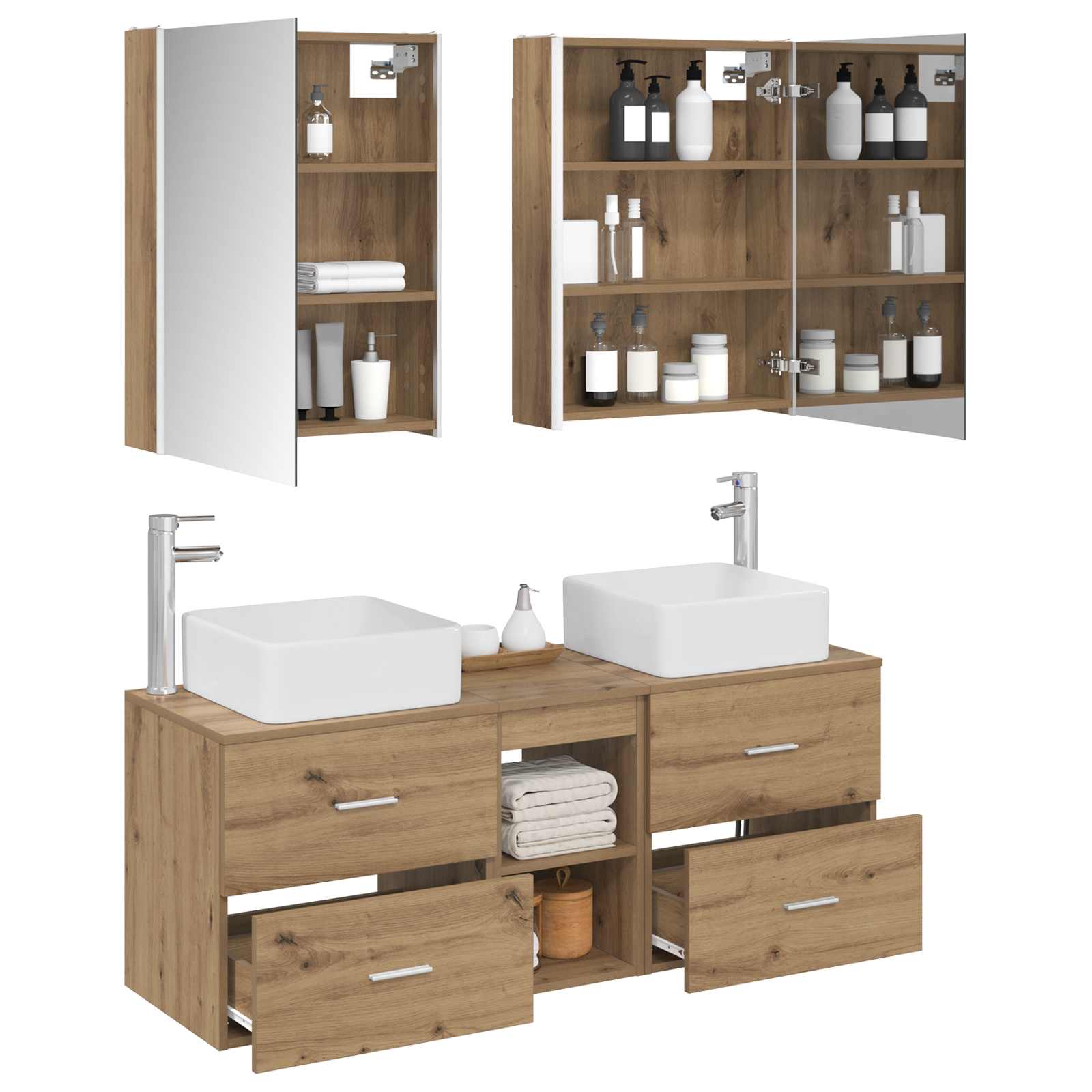 vidaXL Bathroom Furniture Set 5 pcs Artisan Oak 3