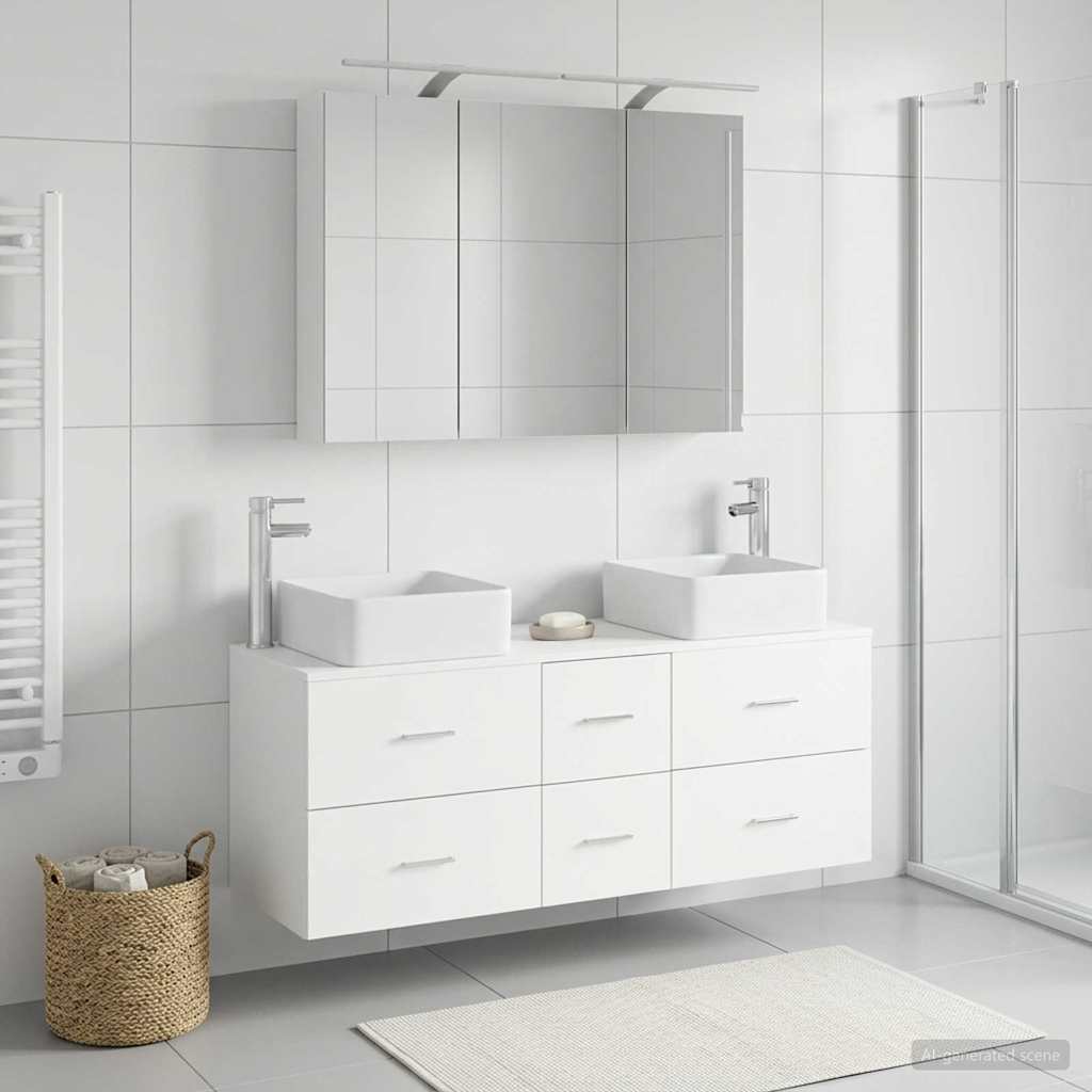 Bathroom Furniture Set 4 pcs 100 x 14.5 x 70 cm White