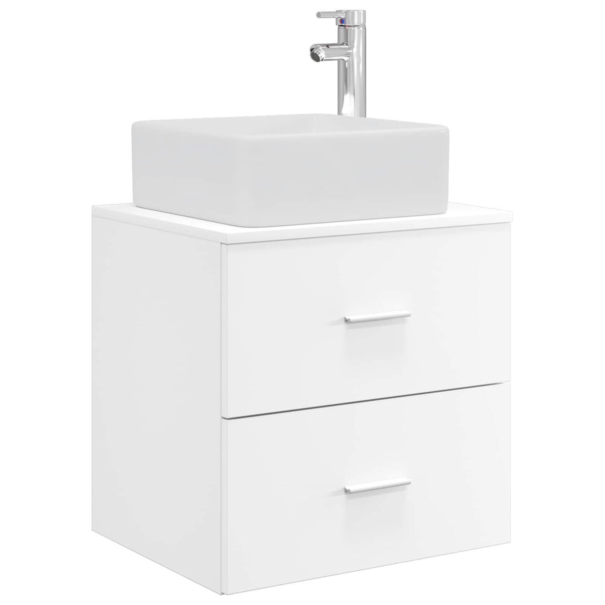 vidaXL Bathroom Furniture Set 4 pcs White Engineered Wood and Glass 5