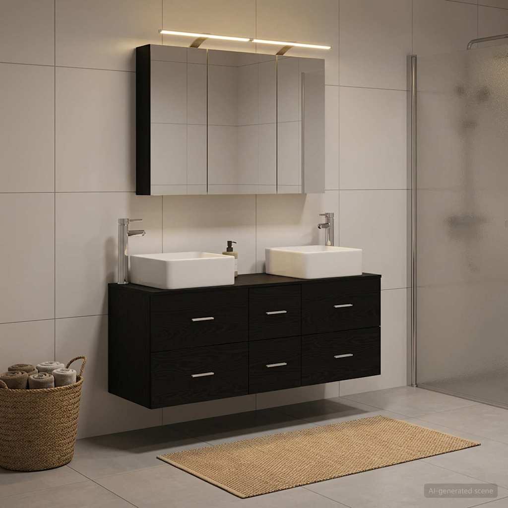 Bathroom Furniture Set 4 pcs 100 x 14.5 x 70 cm Black oak