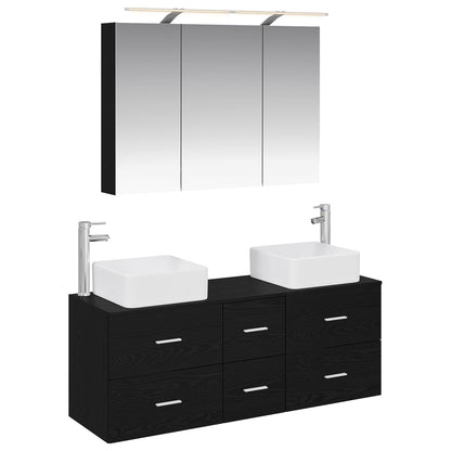 Bathroom Furniture Set 4 pcs 100 x 14.5 x 70 cm Black oak
