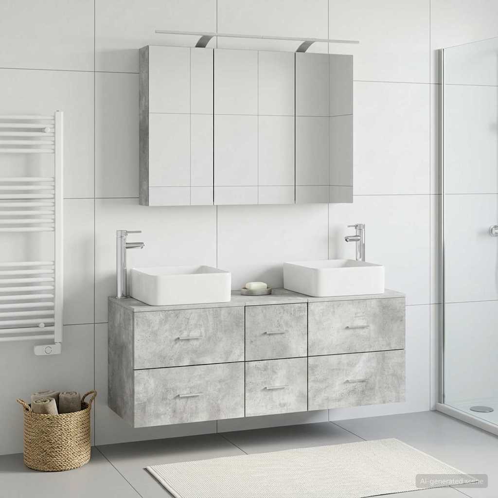 Bathroom Furniture Set 4 pcs 100 x 14.5 x 70 cm Concrete grey