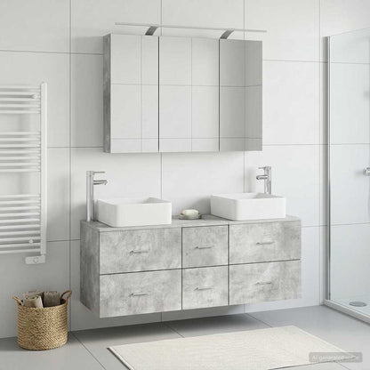 Bathroom Furniture Set 4 pcs 100 x 14.5 x 70 cm Concrete grey