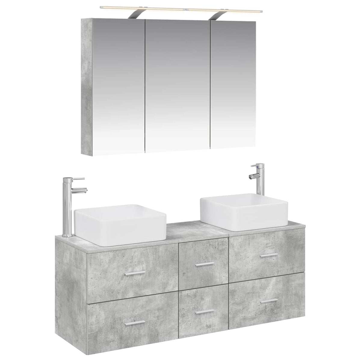 Bathroom Furniture Set 4 pcs 100 x 14.5 x 70 cm Concrete grey