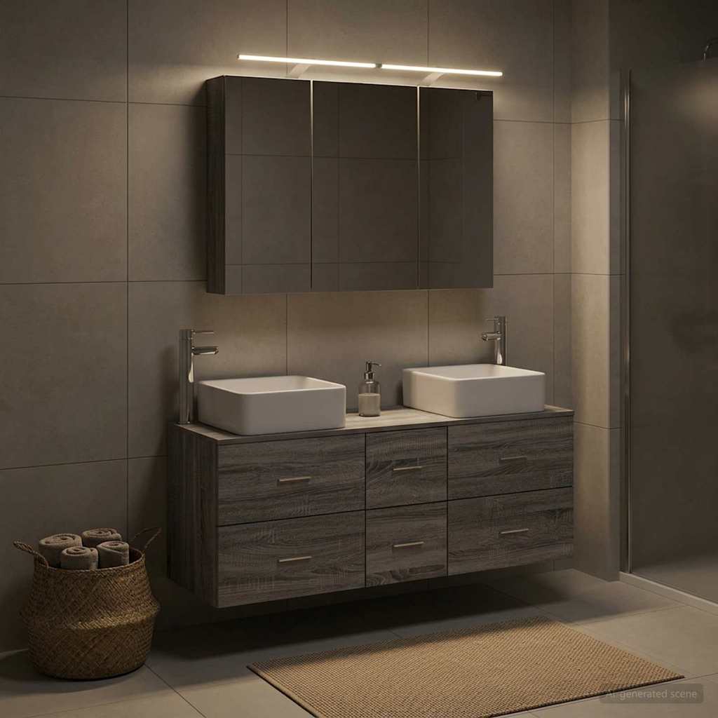 vidaXL Bathroom Furniture Set 4 pcs Grey Sonoma 4