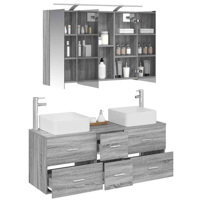 vidaXL Bathroom Furniture Set 4 pcs Grey Sonoma 3