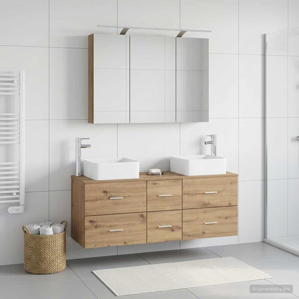 Bathroom Furniture Set 4 pcs 100 x 14.5 x 70 cm Artisan oak