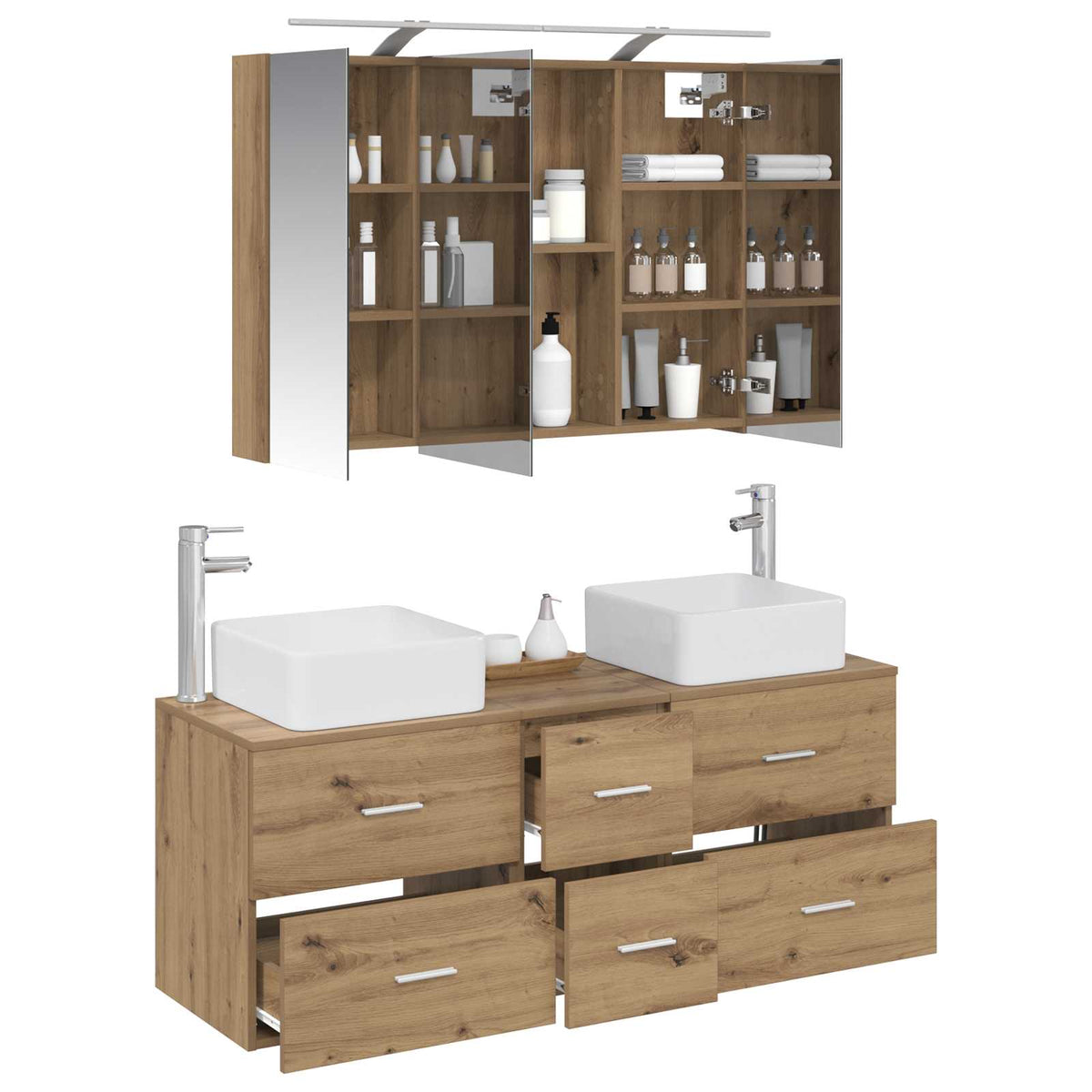 Bathroom Furniture Set 4 pcs 100 x 14.5 x 70 cm Artisan oak