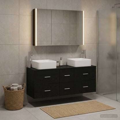 vidaXL Bathroom Furniture Set 4 pcs Black Oak 4