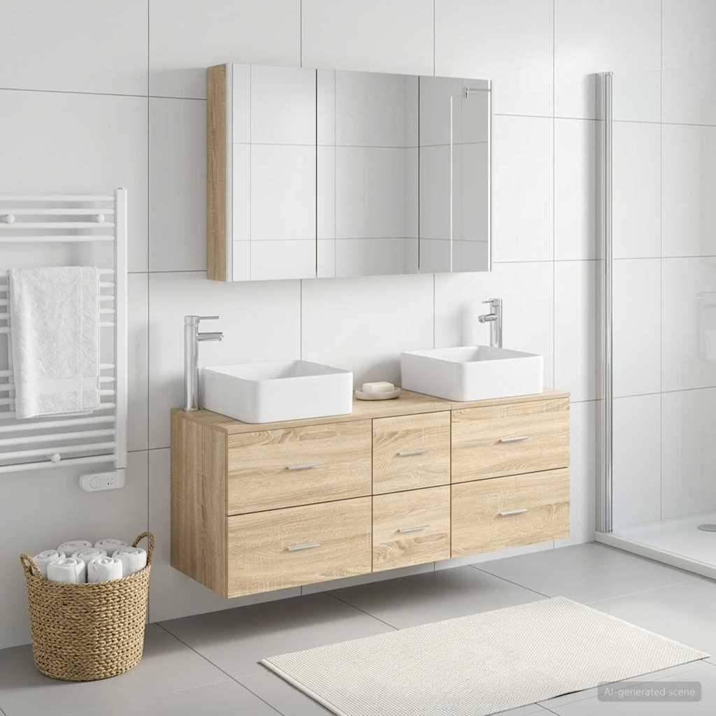 vidaXL Bathroom Furniture Set 4 pcs Sonoma Oak 4