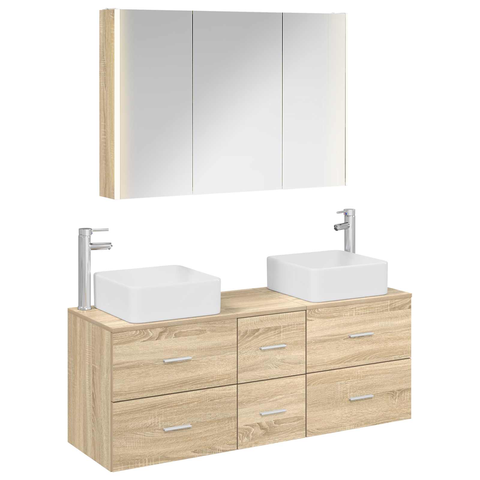 vidaXL Bathroom Furniture Set 4 pcs Sonoma Oak 2