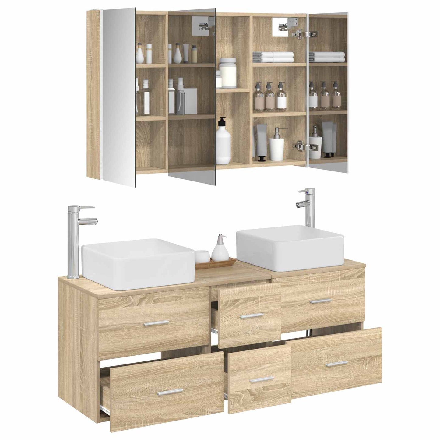 vidaXL Bathroom Furniture Set 4 pcs Sonoma Oak 3