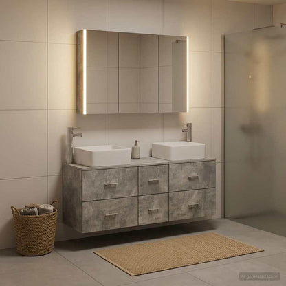 vidaXL Bathroom Furniture Set 4 pcs Concrete Grey 1