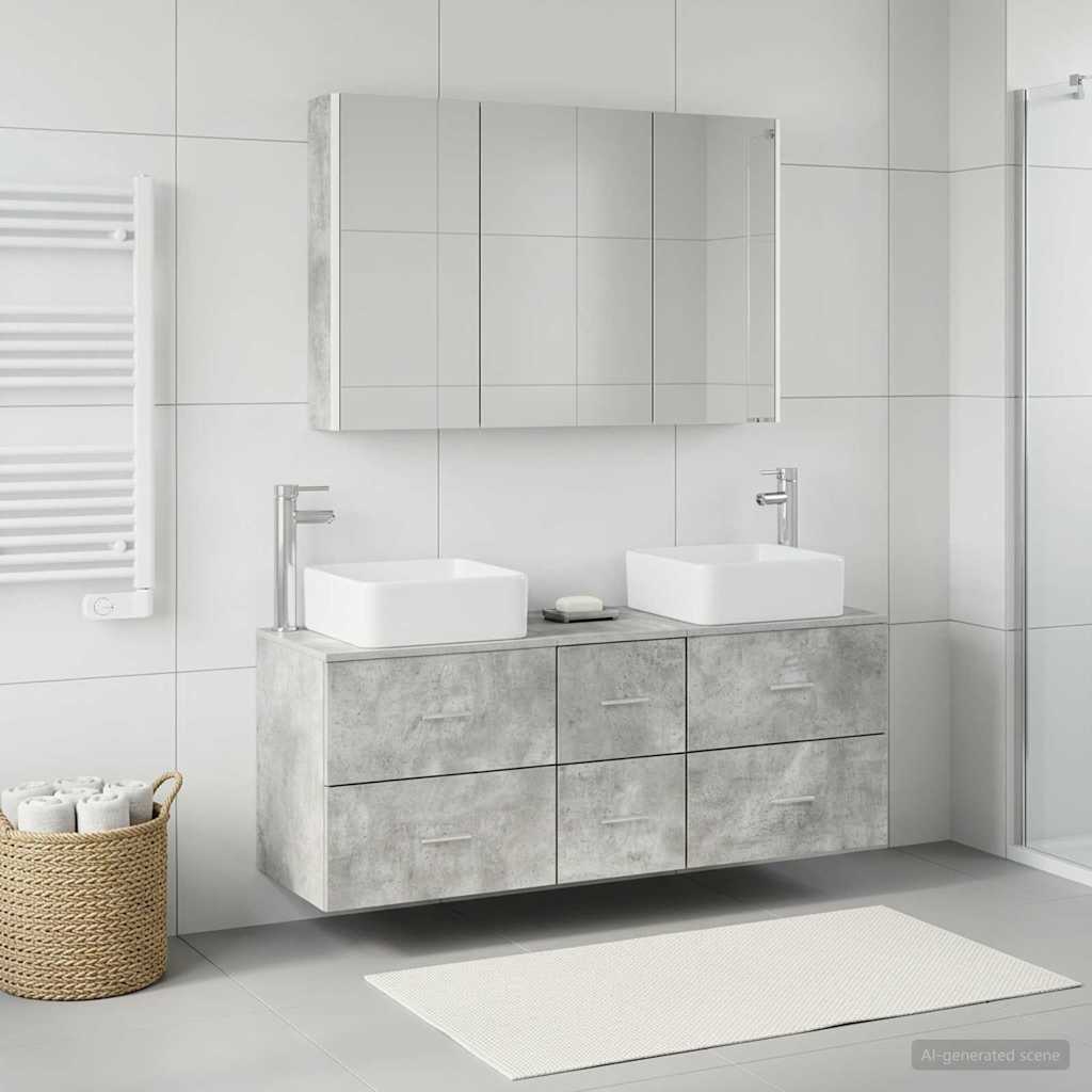 vidaXL Bathroom Furniture Set 4 pcs Concrete Grey 4