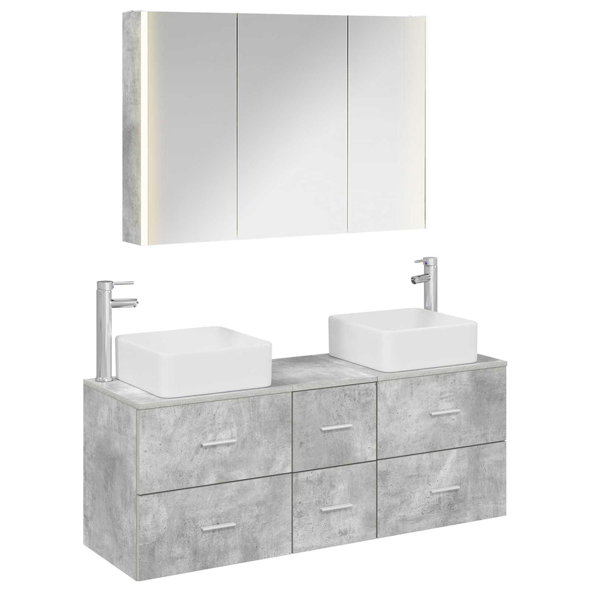 vidaXL Bathroom Furniture Set 4 pcs Concrete Grey 2