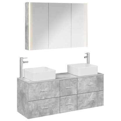 vidaXL Bathroom Furniture Set 4 pcs Concrete Grey 2