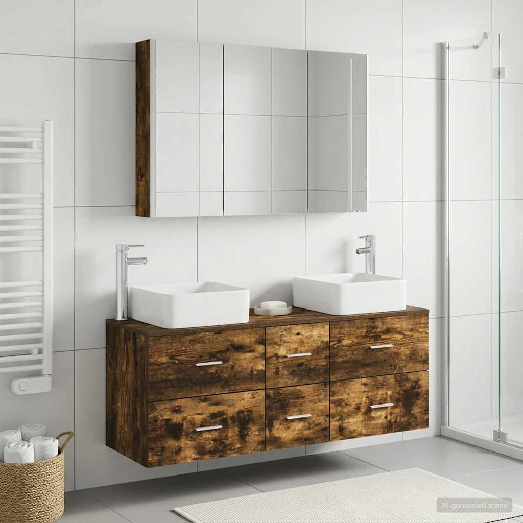 vidaXL Bathroom Furniture Set 4 pcs Smoked Oak 4