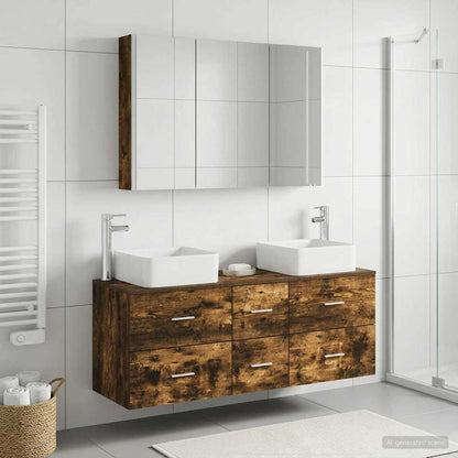 vidaXL Bathroom Furniture Set 4 pcs Smoked Oak 4