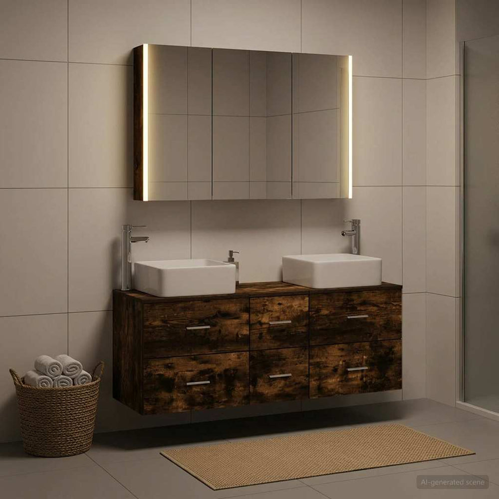 vidaXL Bathroom Furniture Set 4 pcs Smoked Oak