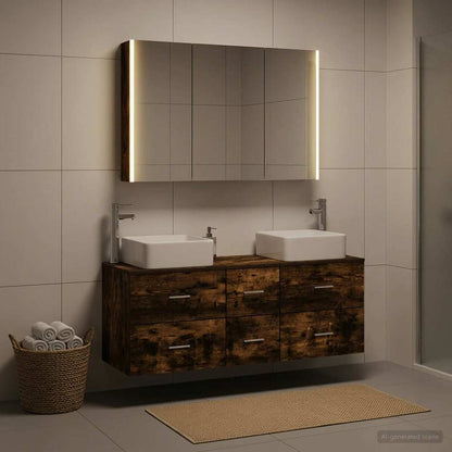 vidaXL Bathroom Furniture Set 4 pcs Smoked Oak 1
