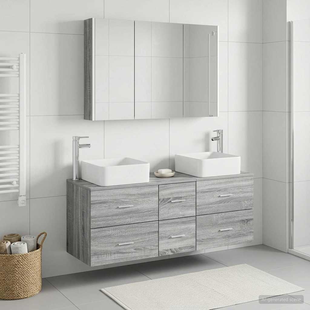 vidaXL Bathroom Furniture Set 4 pcs Grey Sonoma 1
