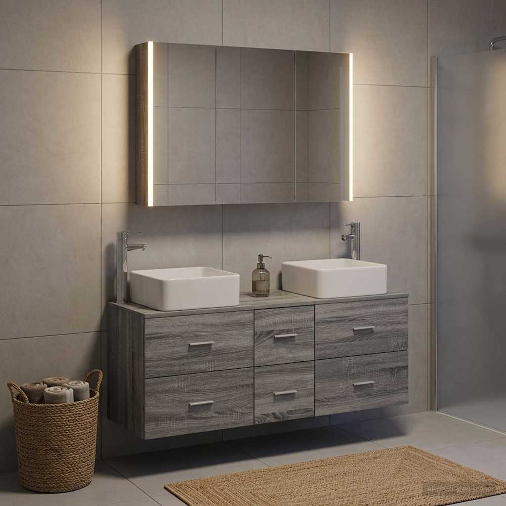 vidaXL Bathroom Furniture Set 4 pcs Grey Sonoma 4