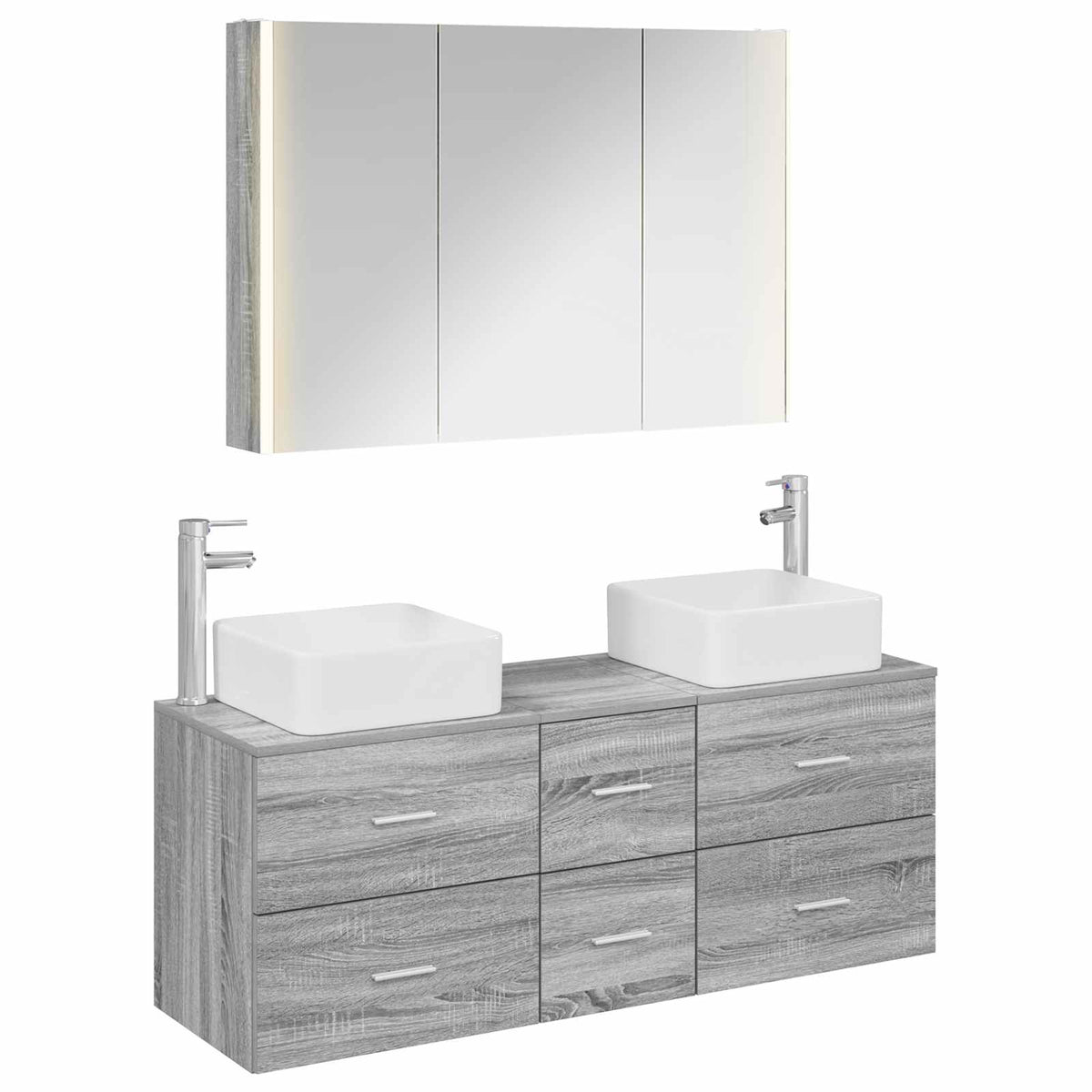 vidaXL Bathroom Furniture Set 4 pcs Grey Sonoma 2